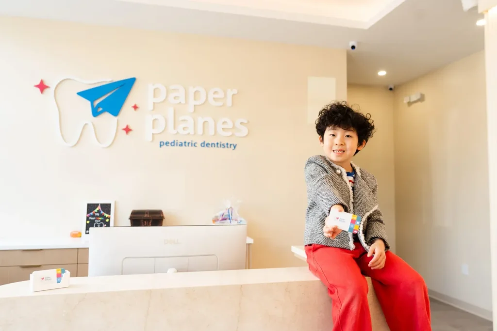 Young boy at the Paper Planes Pediatric Dentistry reception